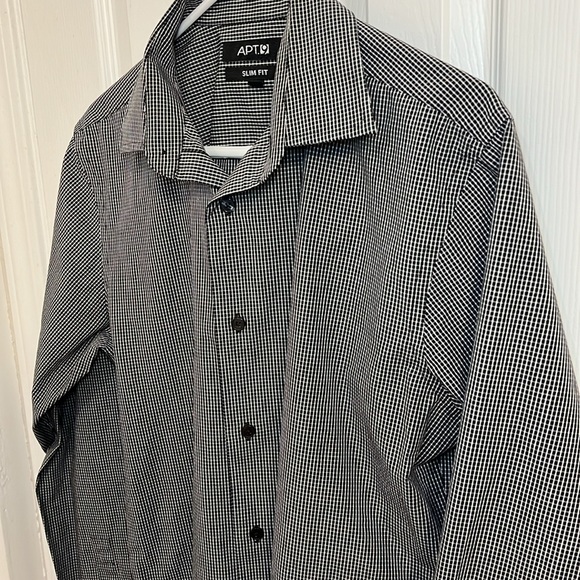 Men’s Black check slim fit button up shirt 15-1/2 34/35 - Picture 5 of 11